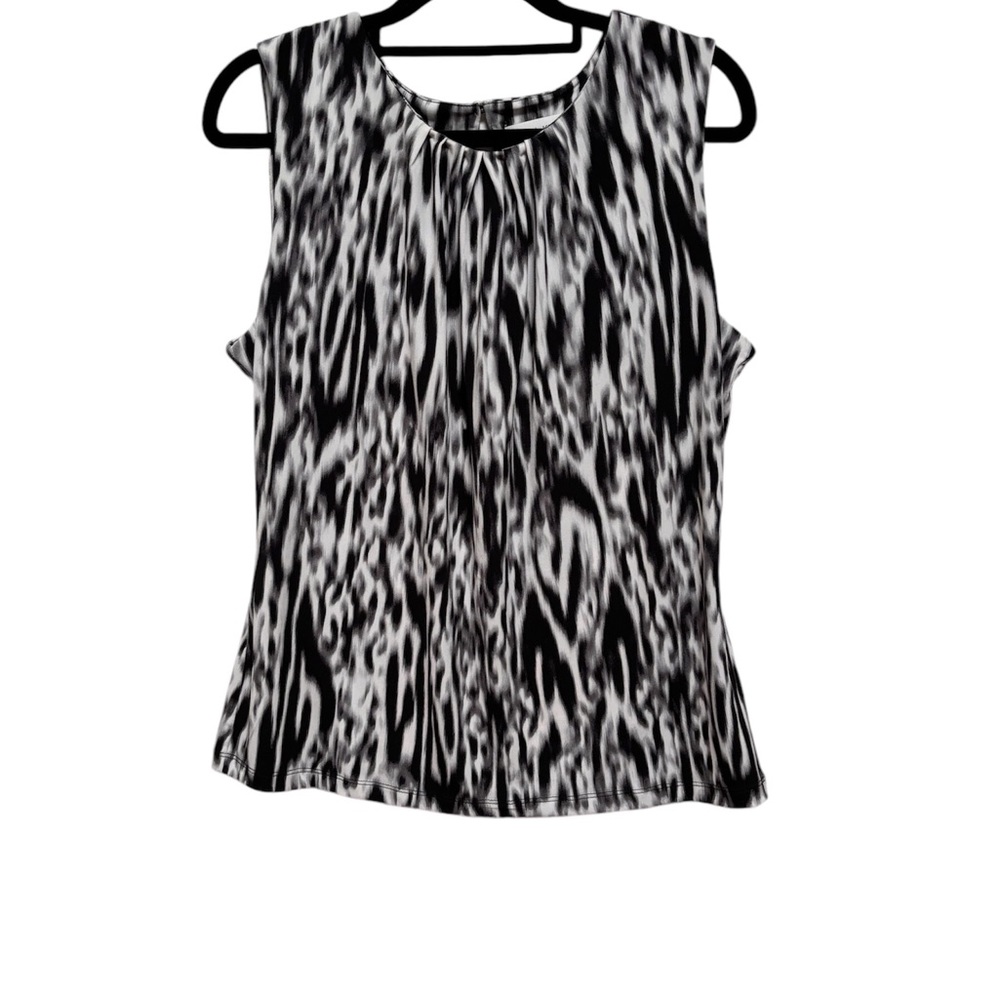 Calvin Klein Boxy Sleeveless Black and White Blouse